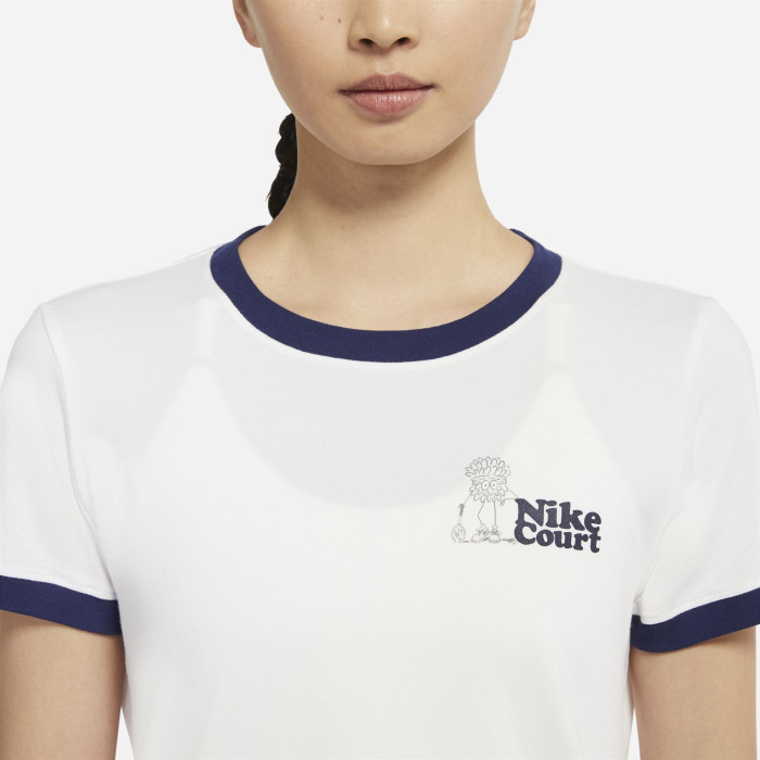 Nike Court T-shirt Comic Twist Femme Automne 2021 - blanc bleu